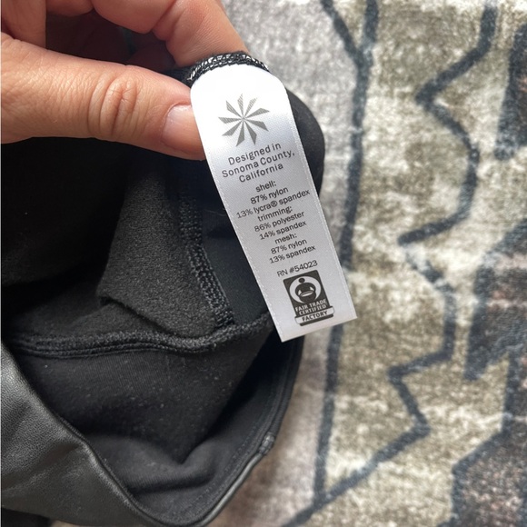 Athleta High Rise Gleam Tight Black Legging Faux Leather Front Panel - Picture 5 of 5